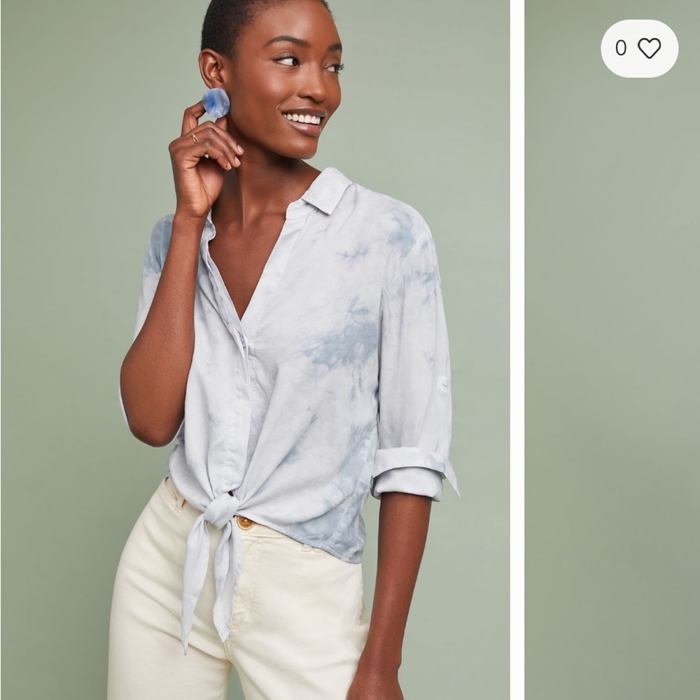 Anthropologie cloth & stone collared top with tie